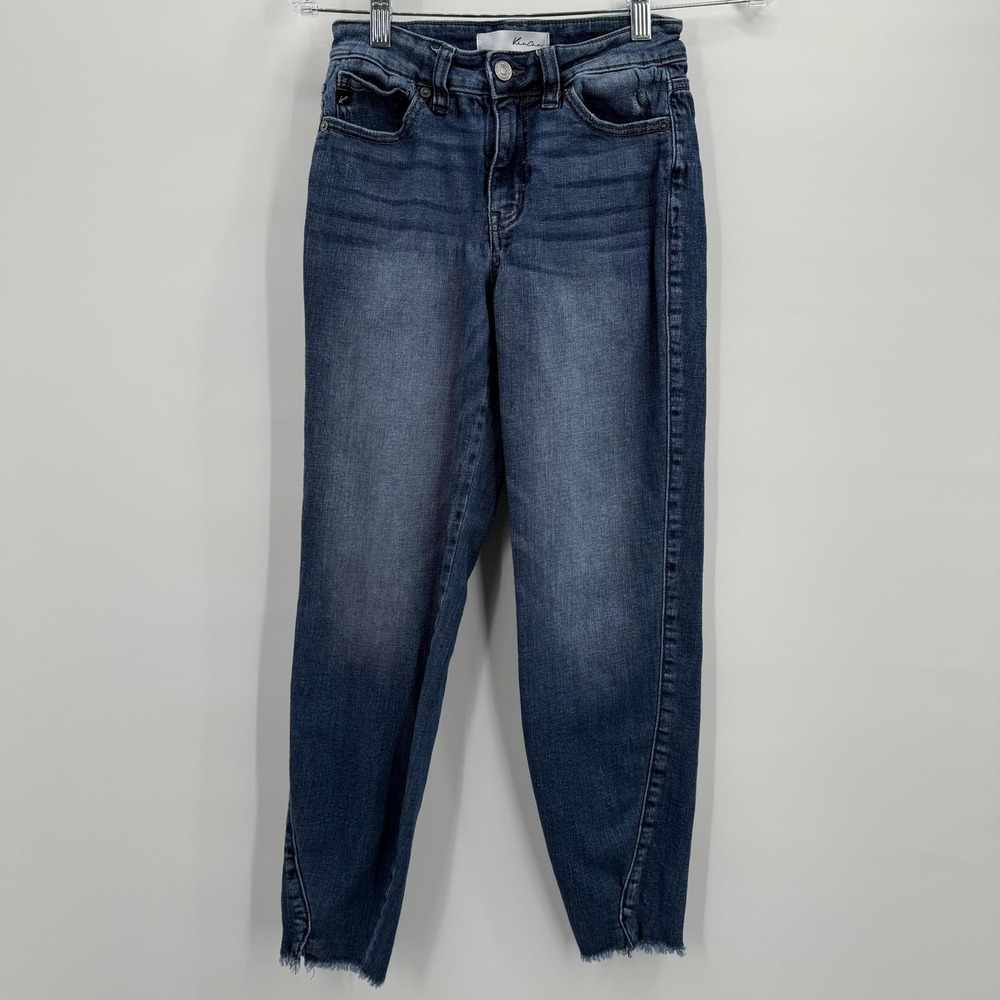 KanCan Jeans Womens 24 Blue KC8558M High‎ Rise Ankle Raw Hem Stretch Denim